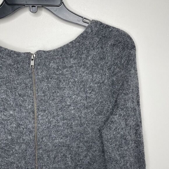 ELLA MOSS Womens Gray Leopard Sweater Rear Zip Wool-Angora Blend Soft Small S - Picture 5 of 8